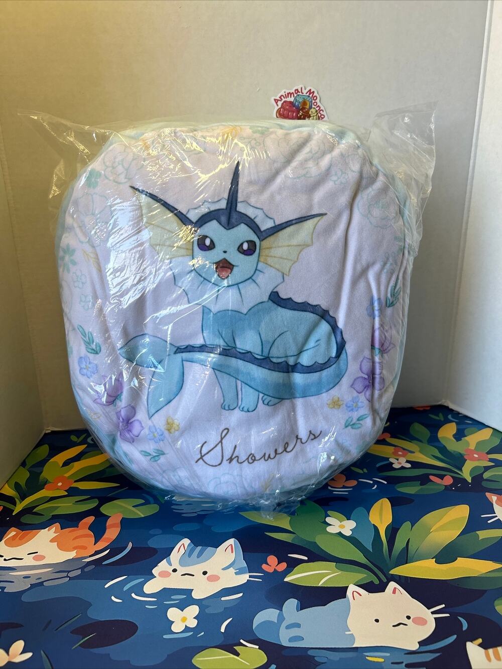Pokemon Vaporeon Reversible Plush Stuffed Round Cushion Floral Banpresto Showers
